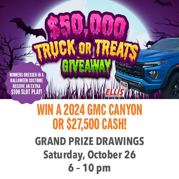 Win the 2024 GMC Canyon grand prize in the $50,000 Tick or Treat Giveaway!